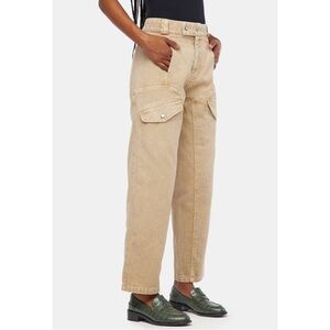 LACAUSA Diego Brown Organic Cotton Straight Leg High Waisted Cargo Jeans sz 4